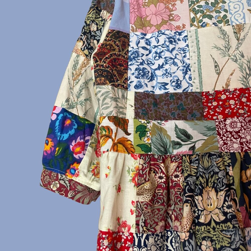 Custom Patchwork Floral Midi Dress – Cottagecore Dream